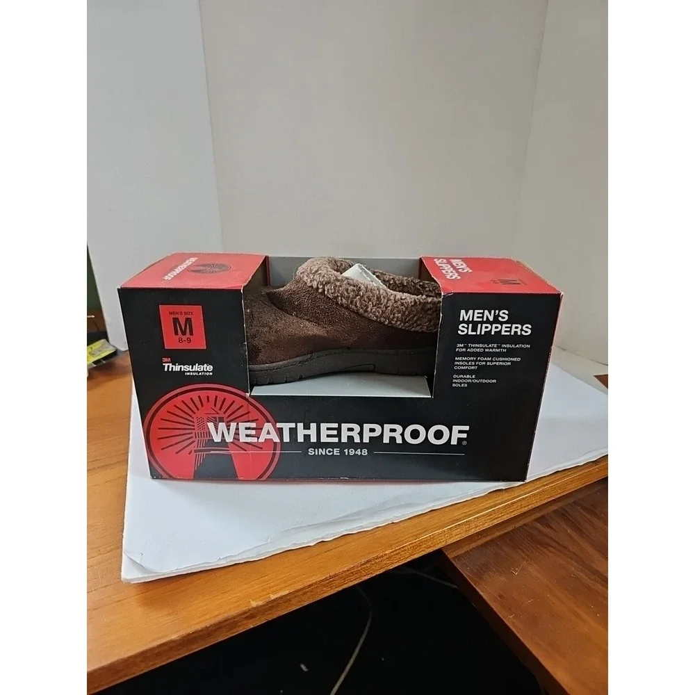 32 Degrees Heat Weatherproof Men Brown Memory Foam Moccasin M 8-9